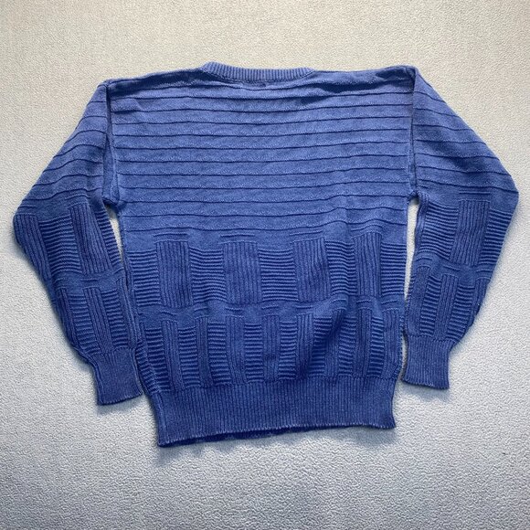 Vintage Fox Collection Geometric Knit Blue Sweater Women's Size L Made in USA - Picture 6 of 9